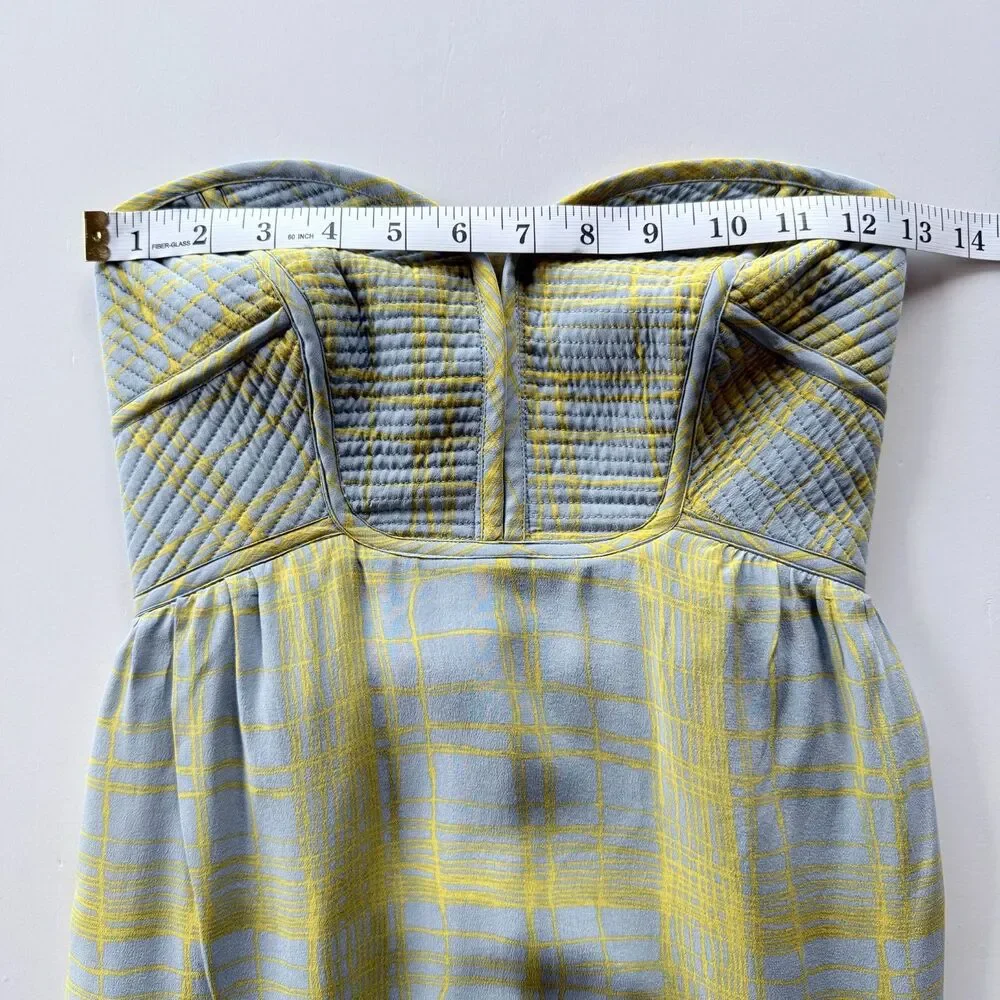 Anthropologie Maple Quilted Pastiche Strapless Bustier 100% Silk Dress Size 4-6 - Picture 8 of 11